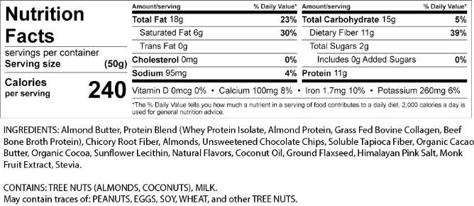 Keto Cryo Bar Nutrition Facts